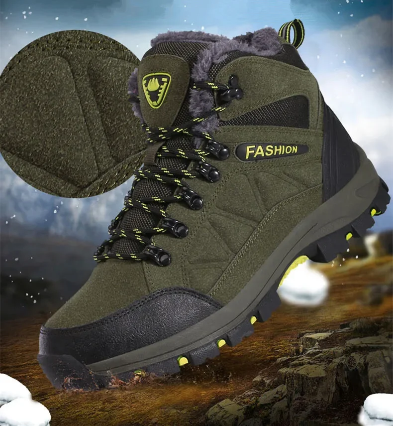 Men Boots Winter With Fur 2023 Warm Snow Boots Men Winter Boots Work Shoes Men Footwear Fashion Rubber Ankle Shoes Big size35-45