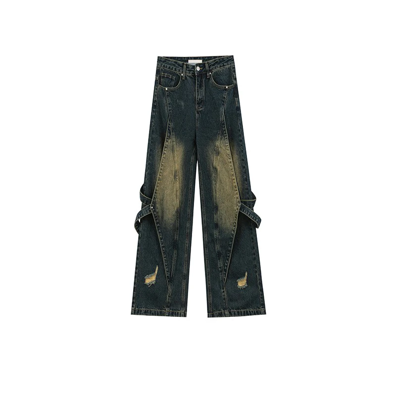 REDDACHiC Belt Deconstructed Baggy Jeans Men Vintage Wash