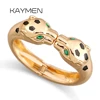 Fashion Gold Plating Leopard Bracelet Animal Bangle for Women Enamel Black Color Statement Cuff Bangle Costume Bracelet Jewelry 1