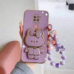 3 - Piece Set: Premium Phone Case with Lanyard and Stand - Comfortable Feel Cover - Motorola Moto G9 Play (PURPLE)