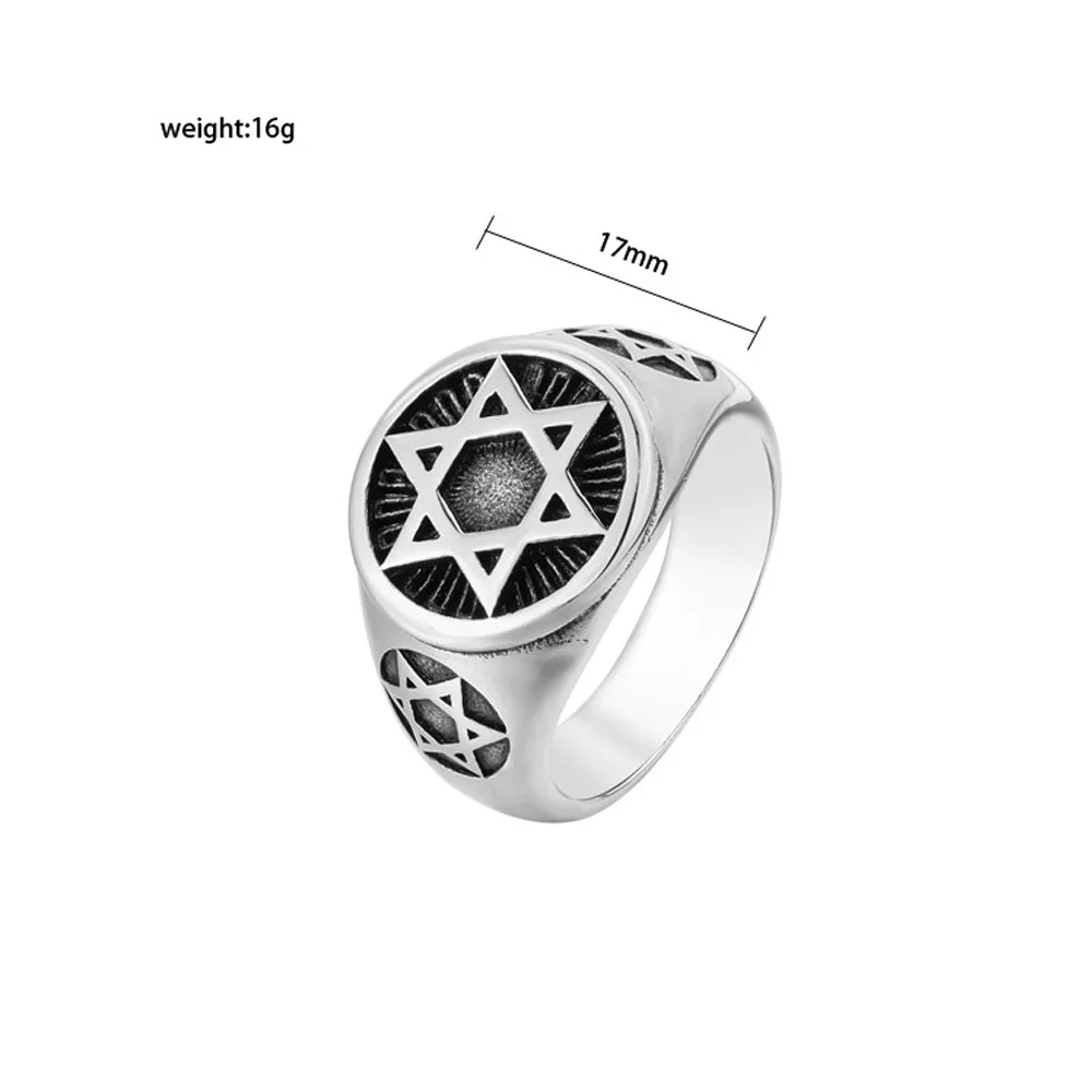 Vintage Punk Star of David 316L Stainless Steel Ring for Men Biker Rings Fashion Jewelry Gift stainless steel ring finger ring