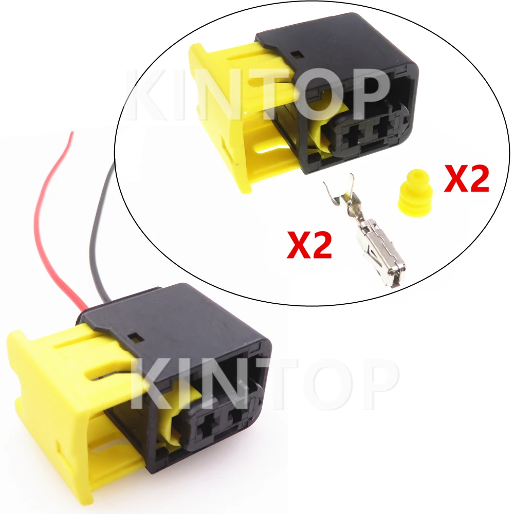 

1 Set 2 Pins Auto Waterproof Socket Starter 1-1418483-1 Car Wiring Terminal Connector With Wires Automobile Sealed Adapter