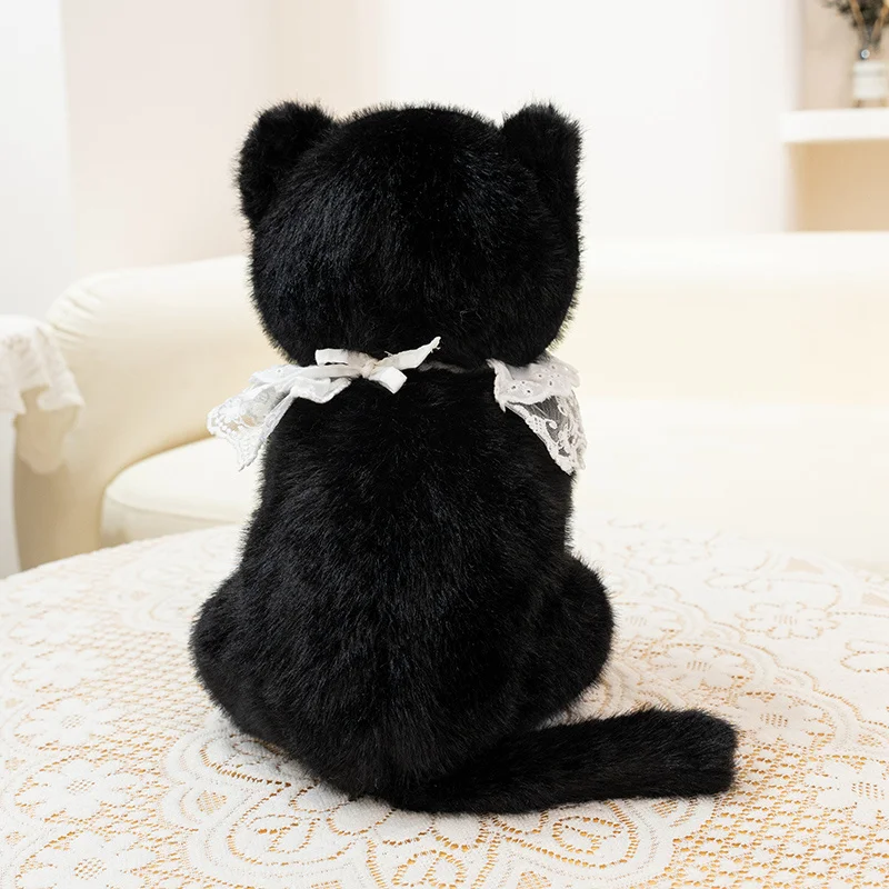 New 33cm/45cm Cute Lifelike Cat Plush Toy Simulation Soft And Comfortable Black Cat Kitten Stuffed Toy Birthday Gift