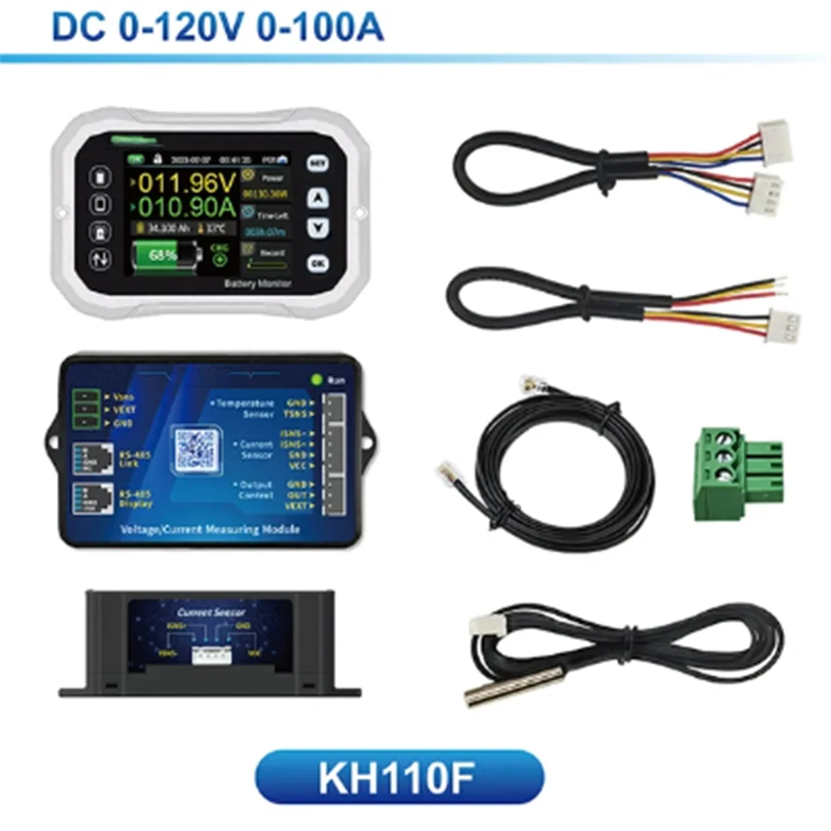 KH110F Bluetooth Battery Monitor 0-120V 100A Voltage Current Tester Capacity Indicator RV Battery VA Coulomb Meter G