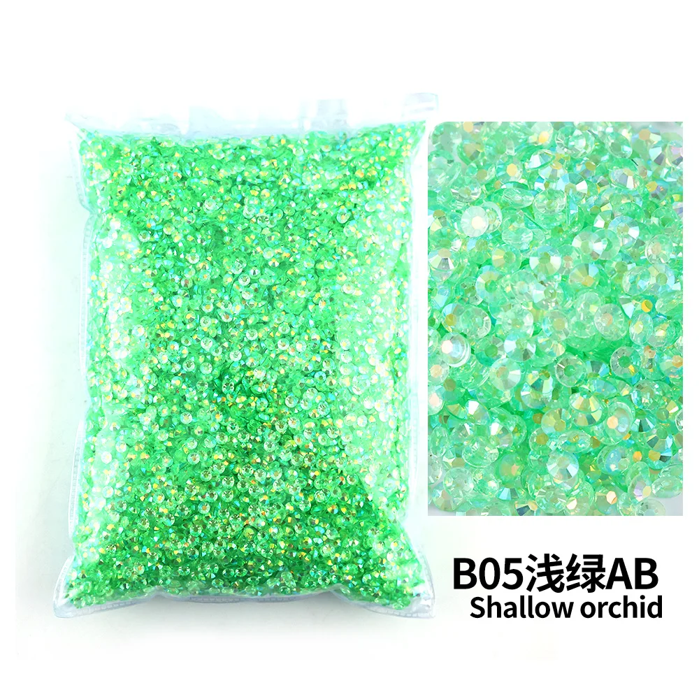 Colorful AB Transparent Resin Rhinestone FlatBacks for Nail Art and Garment Decoration - Bulk Wholesale