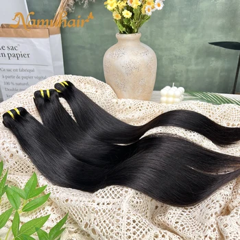 Extensioni di Capelli Umani Veri al 100% - Fasci Lisci da 10-36 Pollici, Doppia Trama, Capelli Vergini Vietnamiti, 100g/Fascio