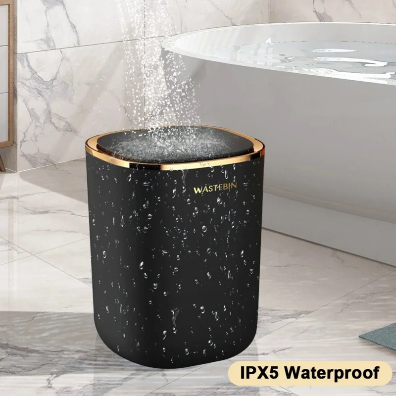 

12L Smart Sensor Black Trash Can Induction Bin Bathroom Luxury Garbage Bucket For Kitchen Toilet Wastebasket