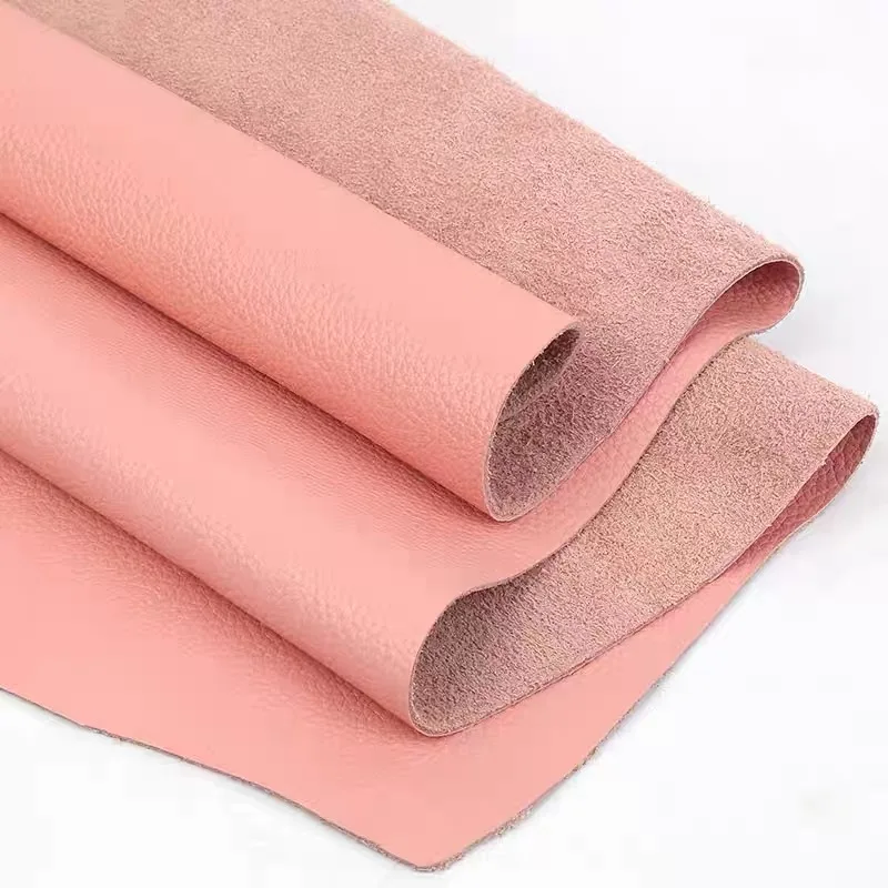 핑크 탑 레이어 소가죽 수제 가죽 DIY 가죽 소파 시트 백팩 부드러운 가죽 원단