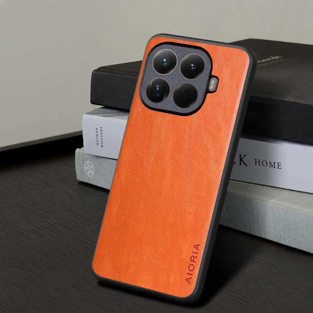 Luxury Solid Color Leather Phone Case - Premium Back Cover
