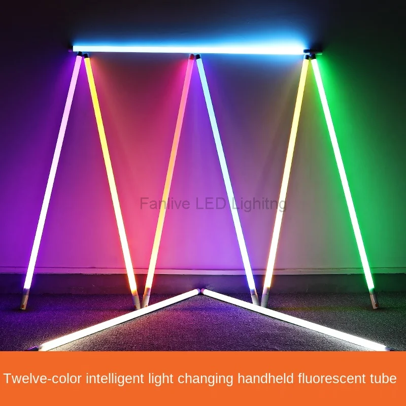 10PCS Colorful RGB LED Tube Lamp USB Charging, 1.2m RGB Led Bar Handheld  With Remote