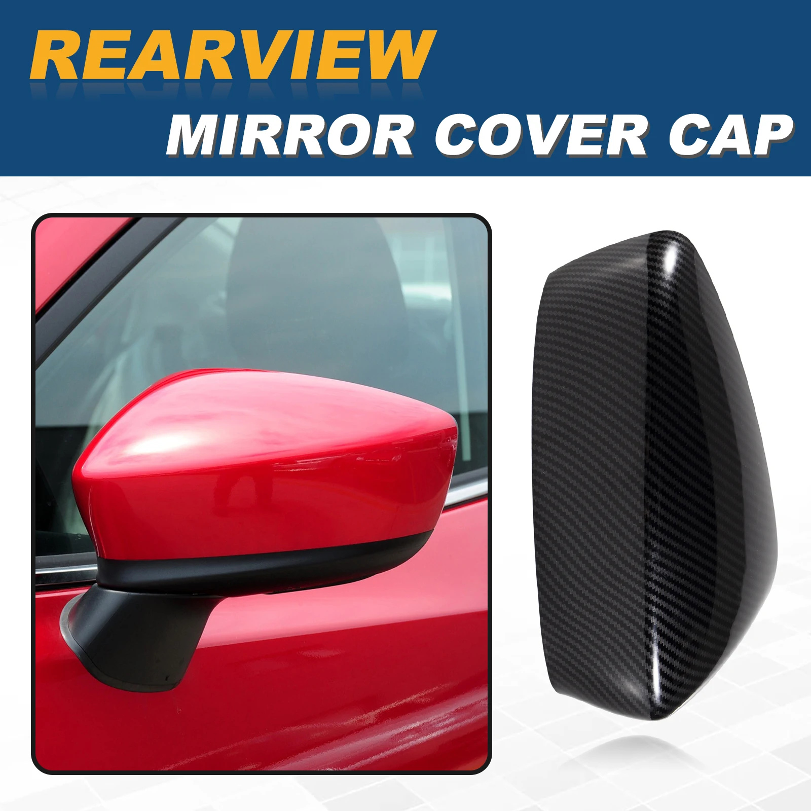 Carbon fiber pattern door rearview mirror cover cap housing auto mirror accessories carbon fiber mirror cap fit for Mazda 3 Axela 2014 -