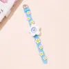 Pink Flowers Dial Cute Girls Watch For Children Soft Strap Wristwatch For Student 3