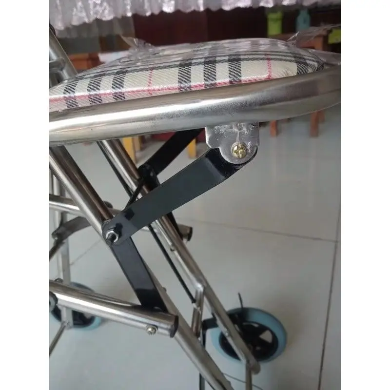 Shopping Cart with Seat, Leisure Car, Elderly Four Wheeled, Light and Foldable Portable Shopping Cart 6
