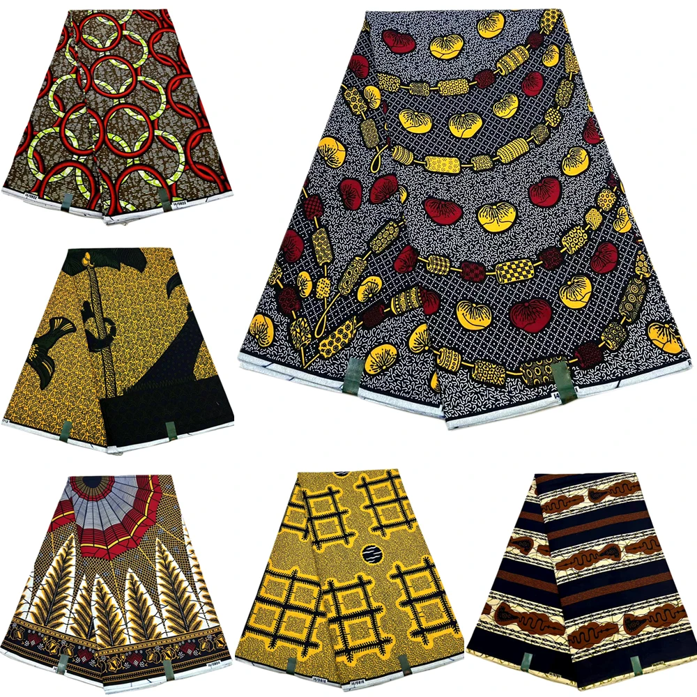 Newest Real African Dutch Batik Fabric For Dress High Quality Ankara Wax Printed Cotton Fabric From Holland 6 Yards