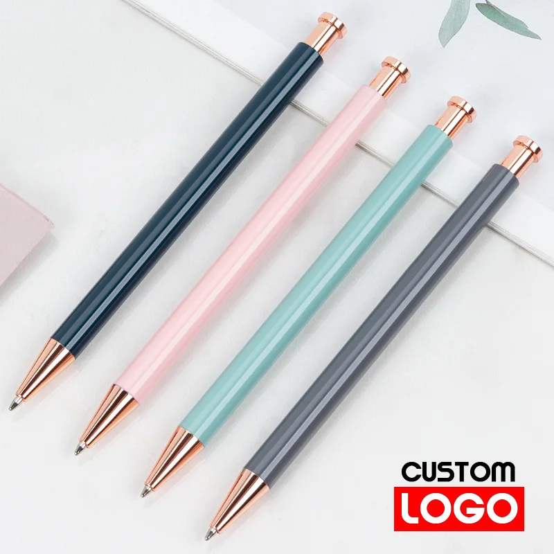 

Flat Top Press Pen Personalized Custom Macaron Candy Color Press Pen Multi-color Advertising Custom Logo Ballpoint Pen