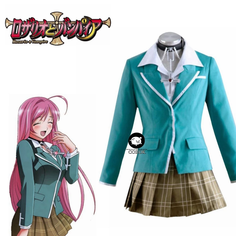 Anime Rosario To Vampire Moka Akashiya Uniform Cosplay Costume Uniform Formato Personalizzato