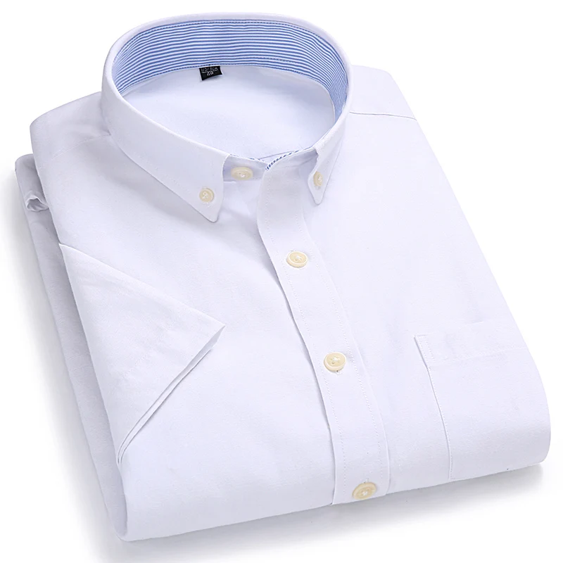 Men's new short sleeve thin shirt Oxford woven shirt breathable business leisure free ironing spring and summer slim fit 4