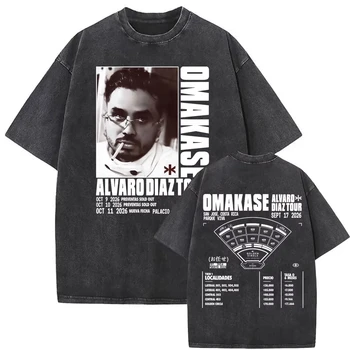 Summer Hot Sale Omakase Album Alvaro Diaz Tour 2026 Vintage Washed T-shirt Men Women Harajuku Hip Hop Punk T Shirt Streetwear