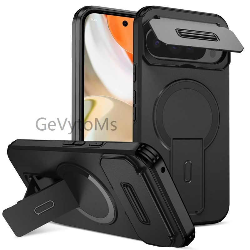 Rugged Military-Grade Kickstand Case with Lens Cover & Magnetic Car Holder
