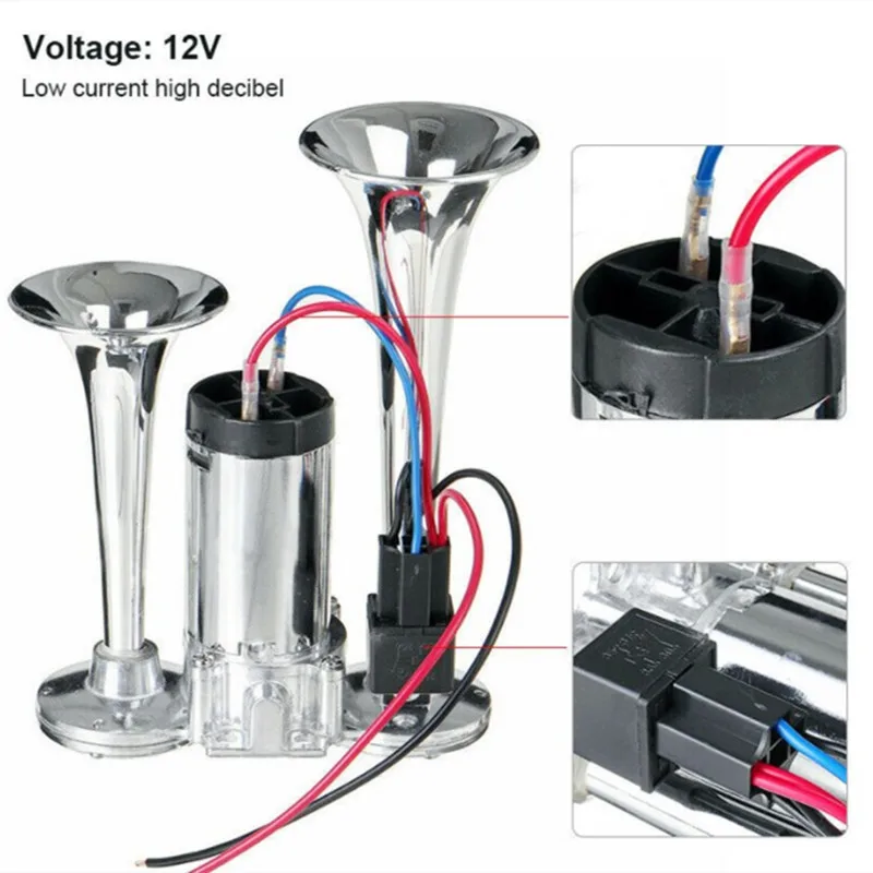 12V 600DB Super Loud Double Car Trumpet Air Horn Compressor Car Horn Speaker Kit for Cars Trucks Boats Motorcycles Automotive car siren horn,car air horn,motorcycle horn,waterproof horn,air raid siren horn,midrange horn
