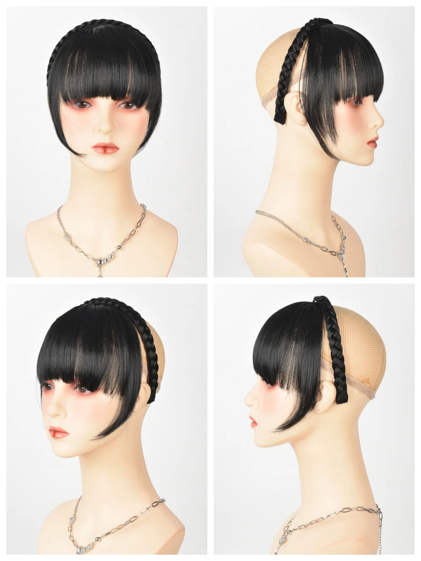 Synthetic Hair Headband with Bangs for Women Daily Wear