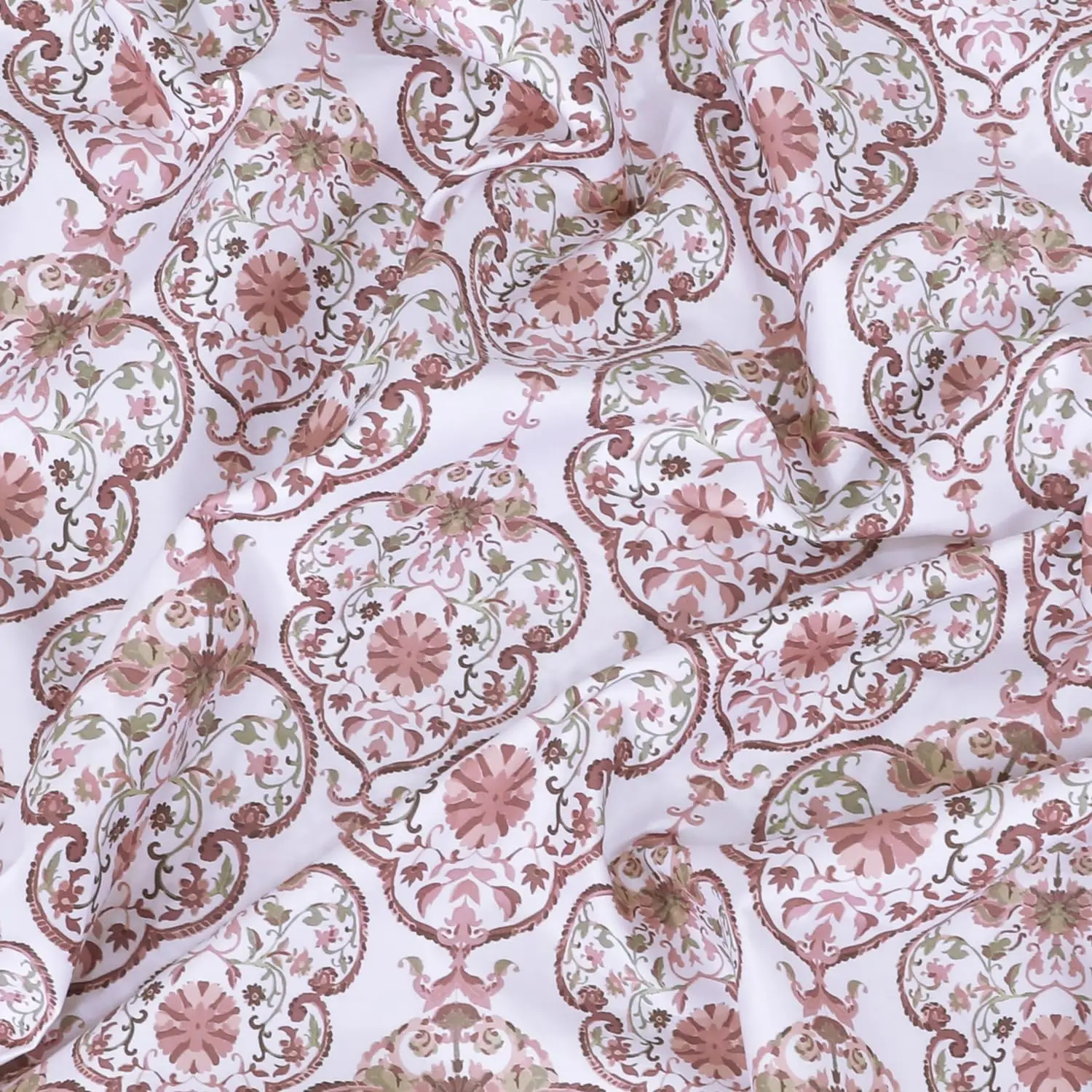 Feather Stitch 500TC Damask Cotton 4Pc Bed Sheet Set 5