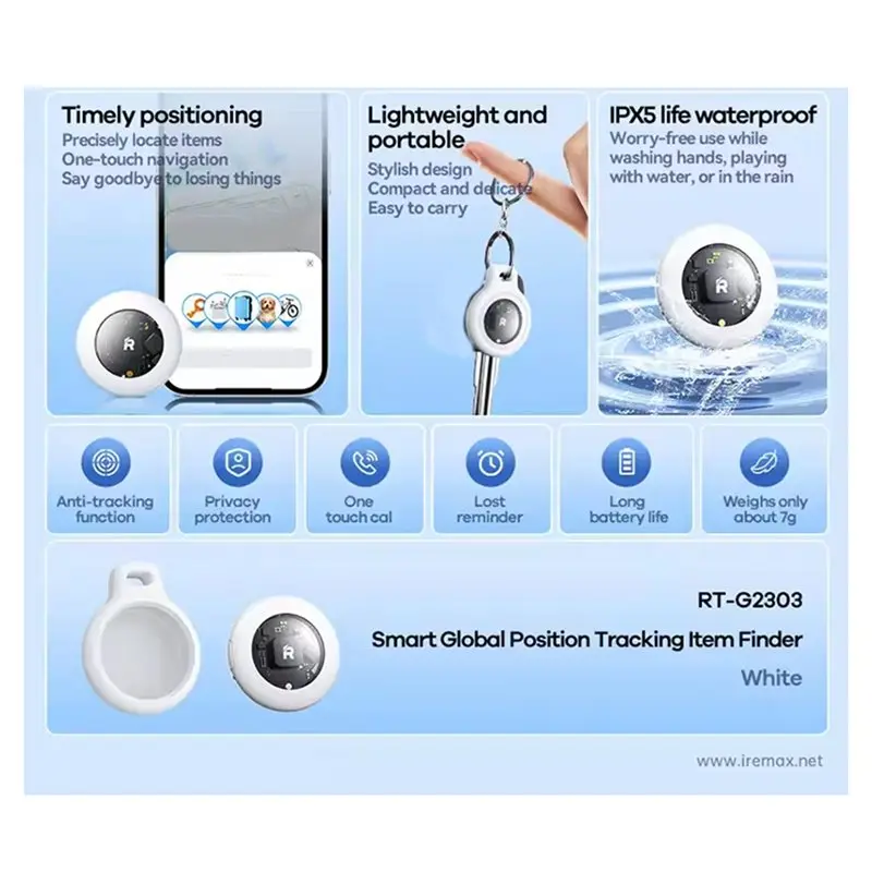 ABUO-REMAX 스마트 GPS 트래커 파인더 블루투스는 내 앱 찾기 기능을 지원합니다. 애완동물 위치를 위한 분실 방지 태그 알람 알림 기능이 있습니다.
