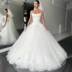 2024 Bohemian Wedding Dresses Women's Sexy Bra Off Shoulder Sleeveless Tulle Princess Prom Bridal Gowns Formal Robe De Vestidos