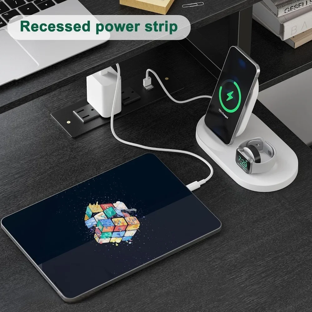 "66-inch executive corner desk with storage, power outlet, and led lighting"