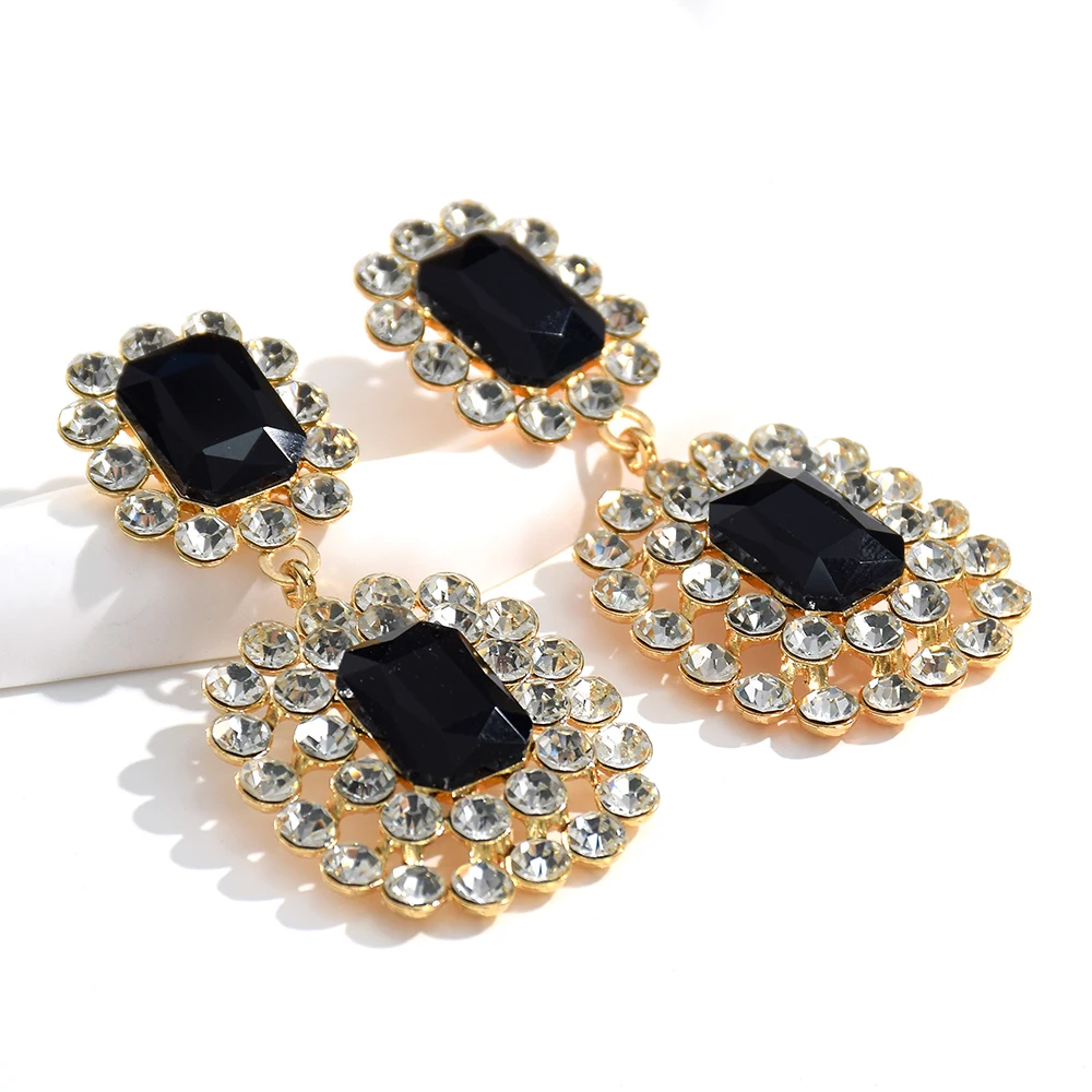 Drop Earrings dangle earrings drop earrings long earrings crystal earrings geometric earrings Luxury Crystals earring High-quality Stone geometric Long Drop Earrings Fashion Trend Jewelry Accessories For Women