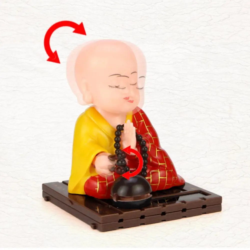 태양열 구동 흔들리는 머리 스님 장난감, 마이크로 풍경, 가정 장식 미니어처 장식품, 가정 사무실 책상, 자동차 장식 공예 