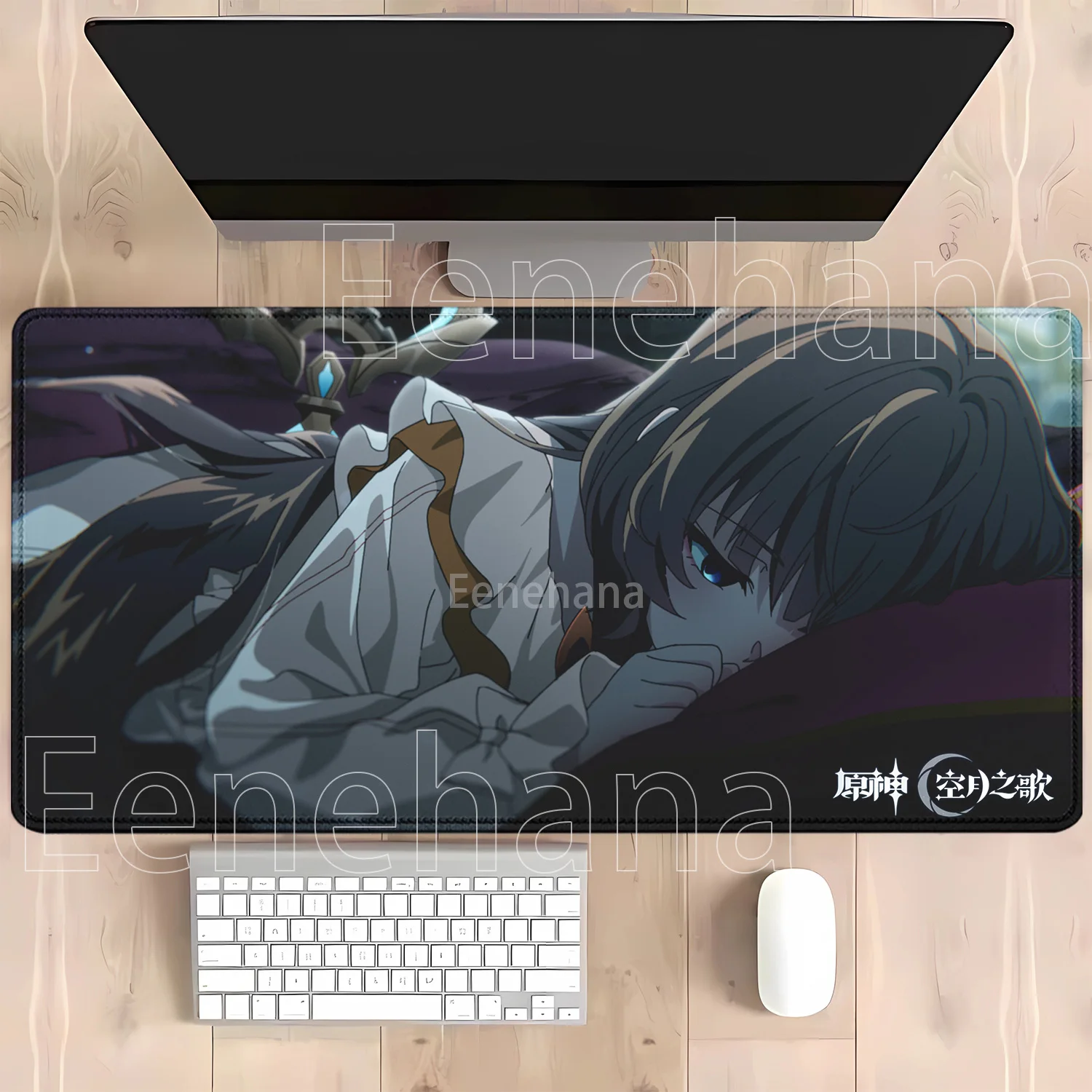 Genshin Impact Anime Kawaii Girl Gaming Mouse Pad - HD Print Desk Mat, Rubber Office Carpet with Overlock Edges