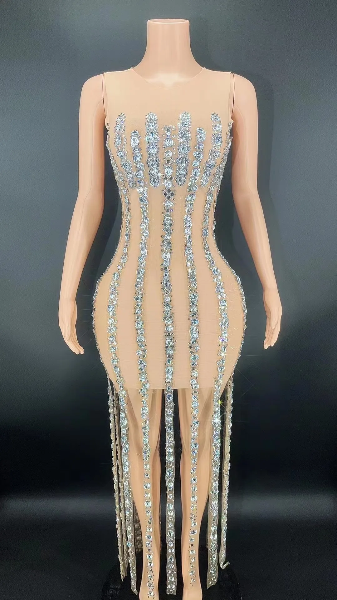 

Полностью большой яркий бюстгальтер, мини-платье для празднования дня рождения, сексуальный костюм для выступления, Женская сценическая одежда для певицы