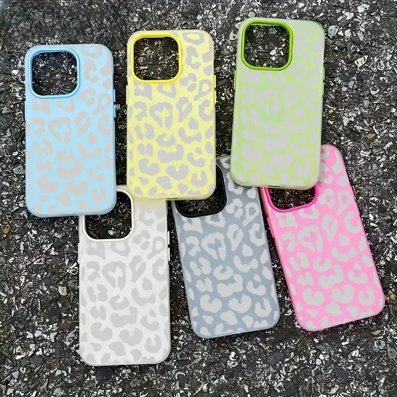 Gray Leopard Print Jelly Color Phone Case Cover