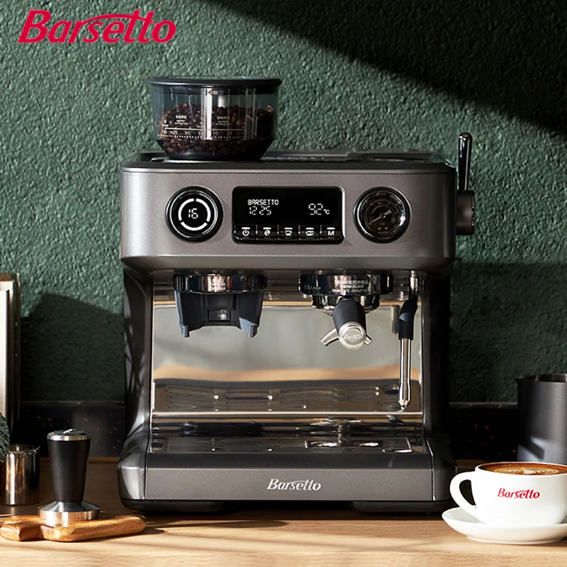 Barsetto V1 Espresso Machine with Built-in Grinder Milk Frother 20Bar Pressure Professional Espresso Commercial Coffee Machine