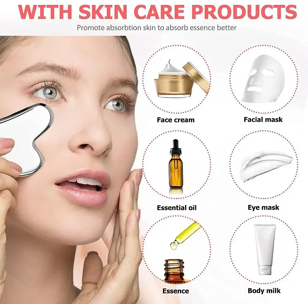 Gua Sha Board Guasha Massage for Face Stainless Steel Body Massager Facial Scraping Plate SPA  Guasha Scraper for Neck Back 3