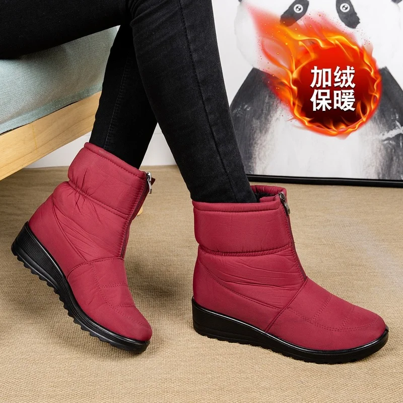 Women Winter Boots Waterproof 2022 New Round Toe Ankle Boots Woman Shoes Warm Plush No-slip Ladies Snow Boot Female High Quality
