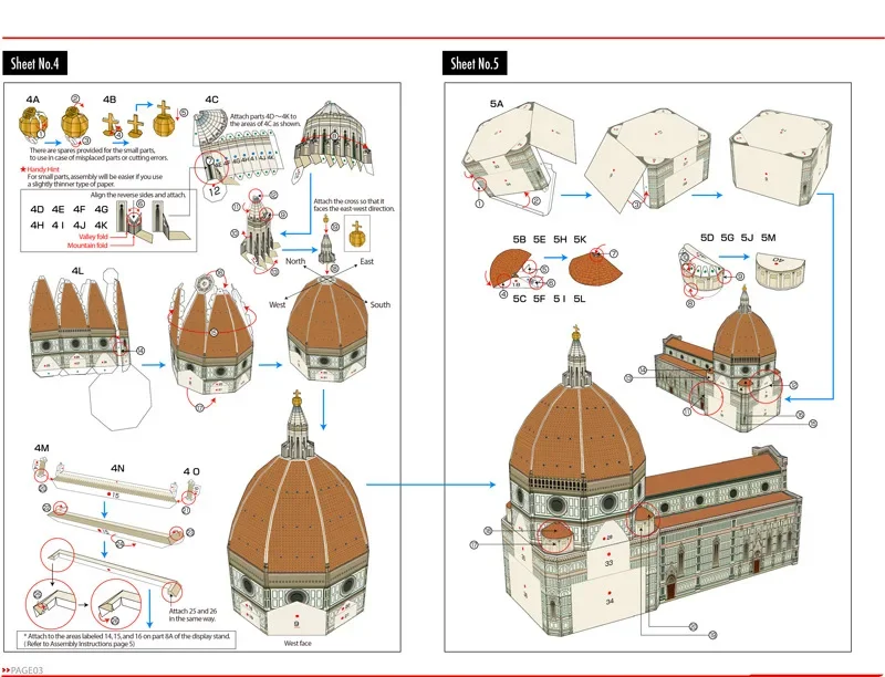 Basilica di Santa Maria del Fiore Italy World Classic Architecture 3D Paper Model Building DIY Education Toys images - 6