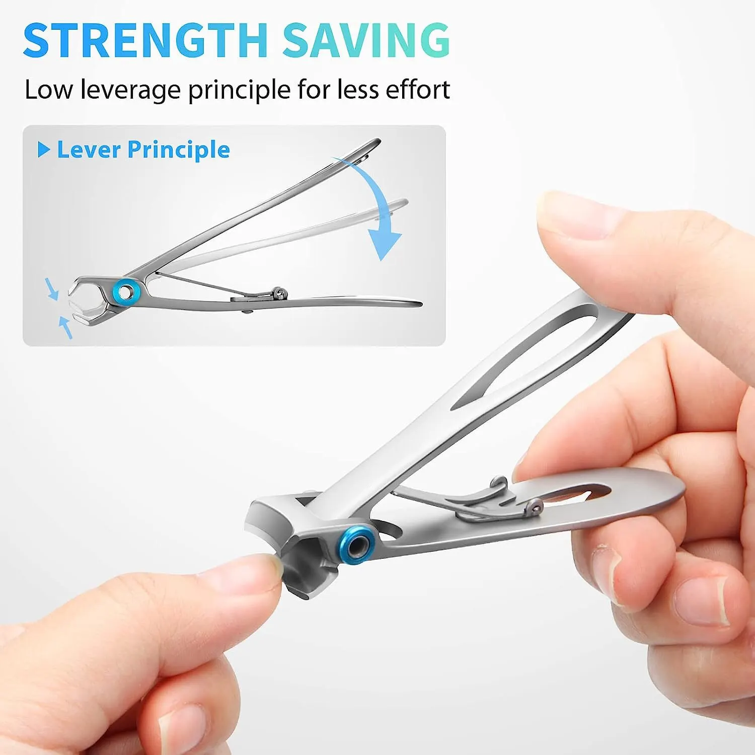 2 IN1 Nail Clippers Stainless Steel Heavy Duty Large Toenail Clippers Ultra Sharp Finger Nail Cutter for Seniors