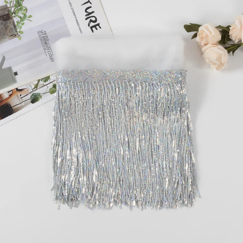 Suede Tassel Velvet Trim with Rivet and Diamond Fringe for DIY Garment Decoration