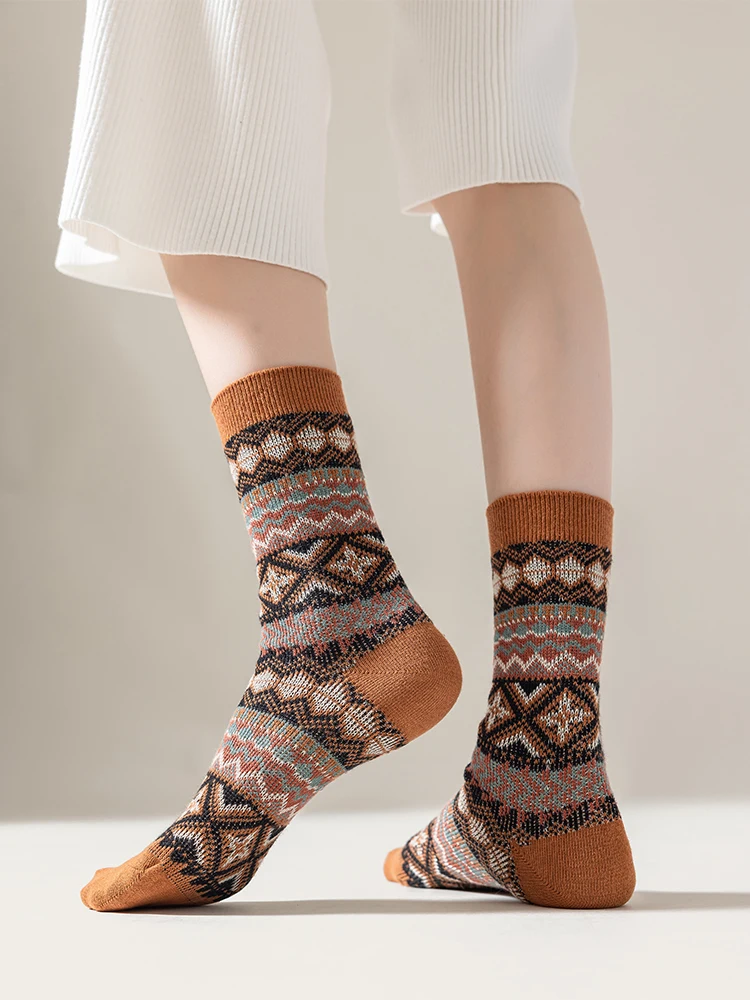 Lot De 4 Paires Chaussettes Mi-Hautes Femme – Coton Doux, Longues – Pour Automne/Hiver, Sous Bottes