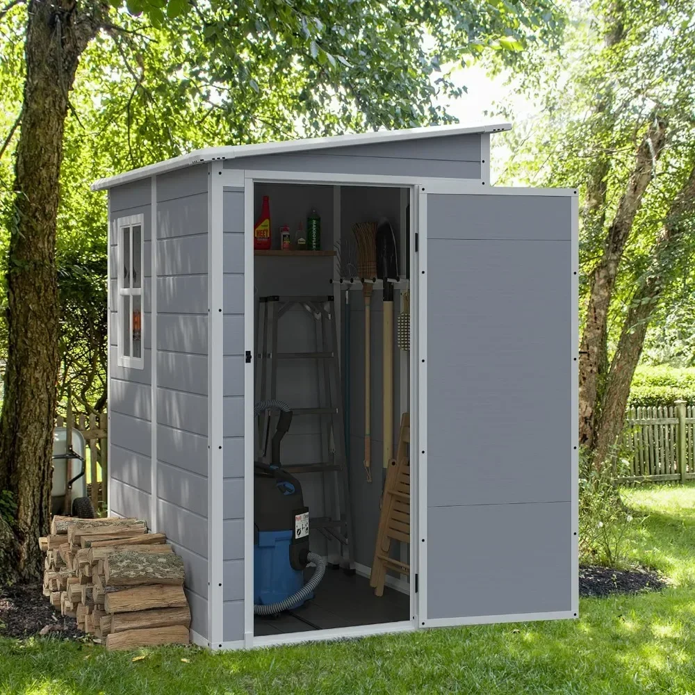 

Outdoor Storage Shed, 5 X 4 FT Resin Shed with Floor and Lockable Door, Garden Tool Outside Sheds for Patio Backyard Lawn