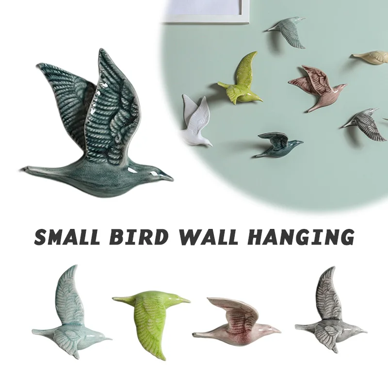 

Eco-friendly Ceramics Birds 3d Wall Sticker Living Room Animal Figurine Murals Wall Background Decorative Home Decor Birds Cute