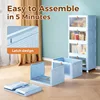 4 Tier Stackable Plastic Storage Bins with Lid and Wheels - 23 QT Closet Organizers and Storage, Foldable Storage Containers 4