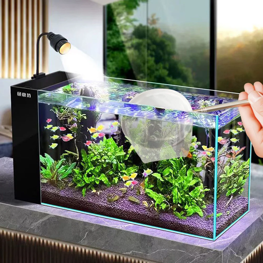 3D Aquarium Fishing Net 20-50cm Portable Retractable Stainless Steel Fishing Net Small Fish Shrimp Nets Aquarium Cleaning Tools