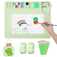 Children Drawing Toys Silicone Painting Mat Set for Children's Day Gift Montessori Graffiti Mat Washable Watercolor Palette Set 1