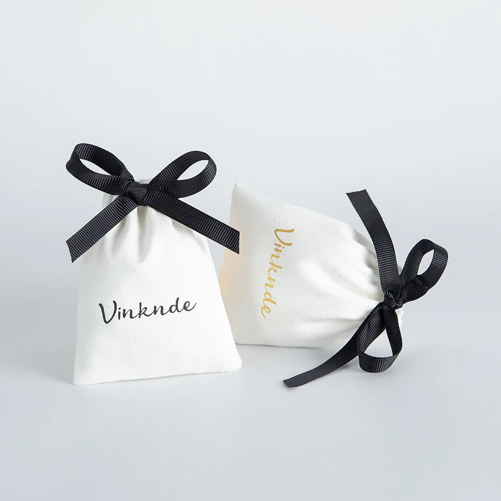 50 Stück weiße Flanell-Schmuckverpackungs-Geschenktüten, Beutel mit dünnem Samtband und Kordelzug, kleiner Schmuck- und Uhren-Organizer-Sack – Detail 12