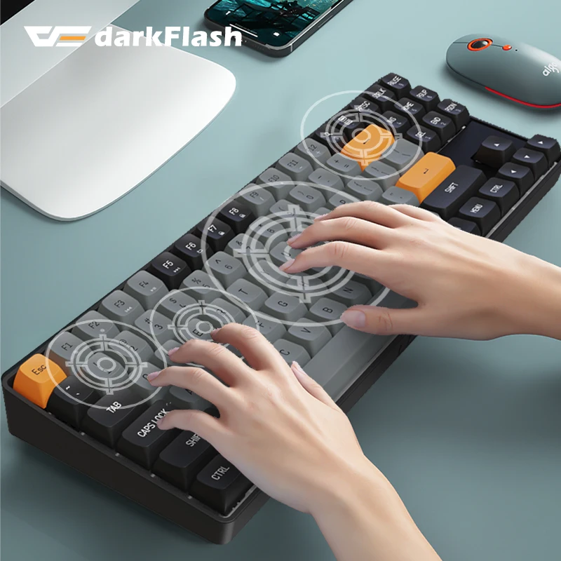 Darkflash GD89 Механична клавиатура 89 клавиша USB Type-C кабелна и 2.4 безжична клавиатура с червен превключвател за PC компютър и лаптоп