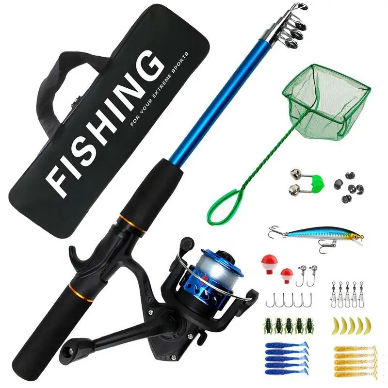 

Fishing Rod Combo Bait Combination Fishing Rod Kit Spinning Reels Telescopic Fishing Pole With Carrier Bag soft bai Lure Rod Set