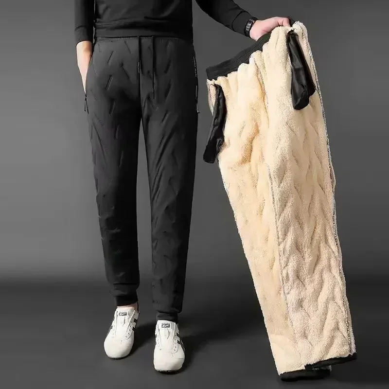 Pantaloni da jogging da uomo, caldi termici invernali, in pile